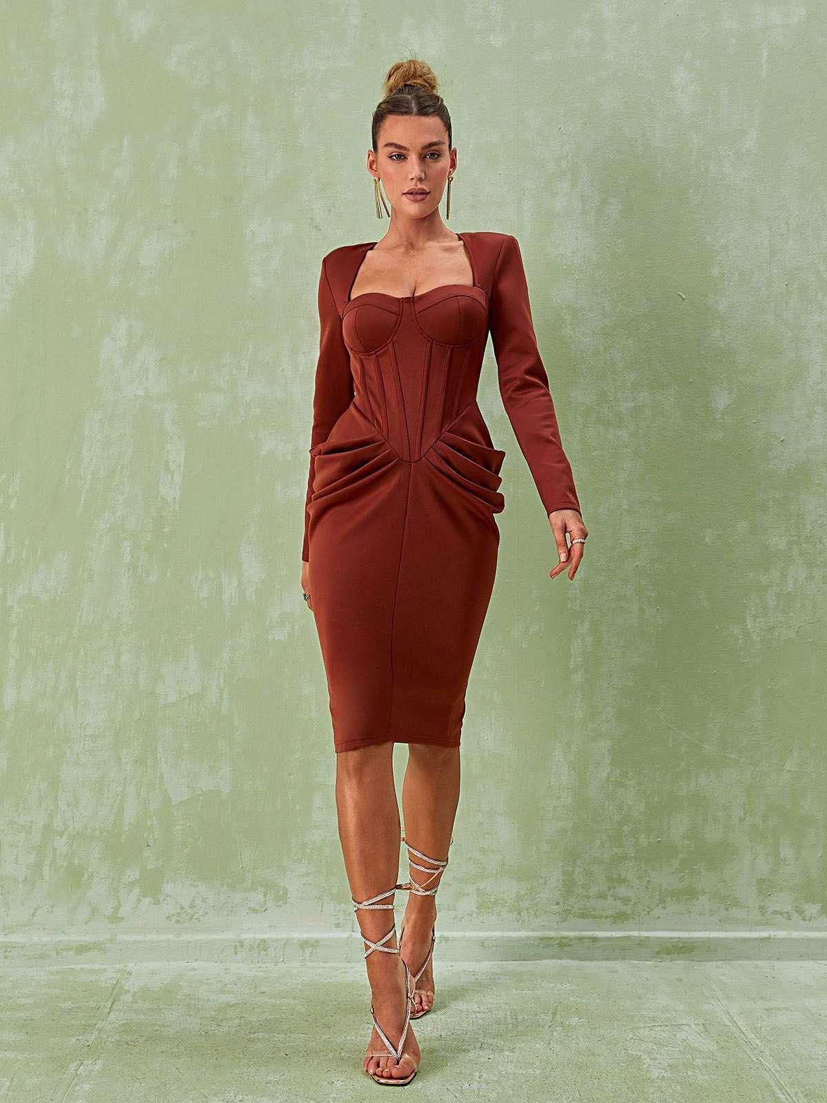 Noelani Korse Midi Elbise