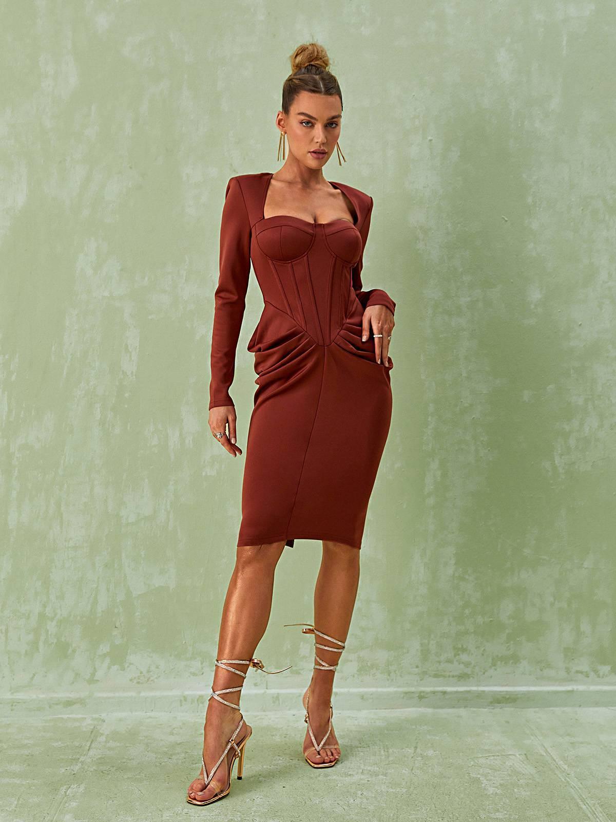 Noelani Korse Midi Elbise