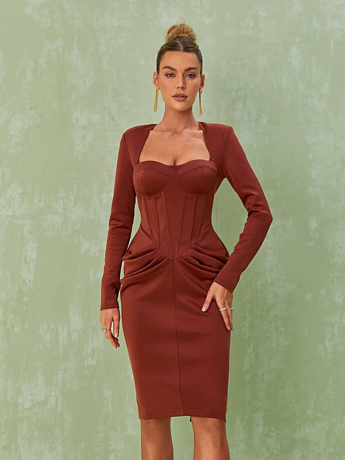 Noelani Korse Midi Elbise