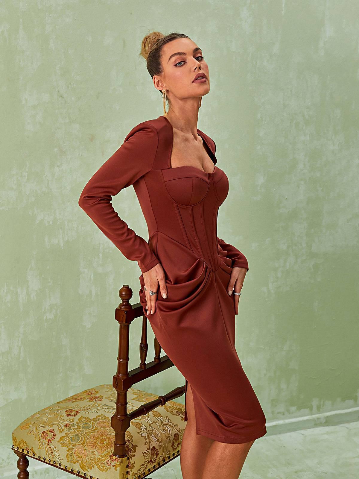 Noelani Korse Midi Elbise