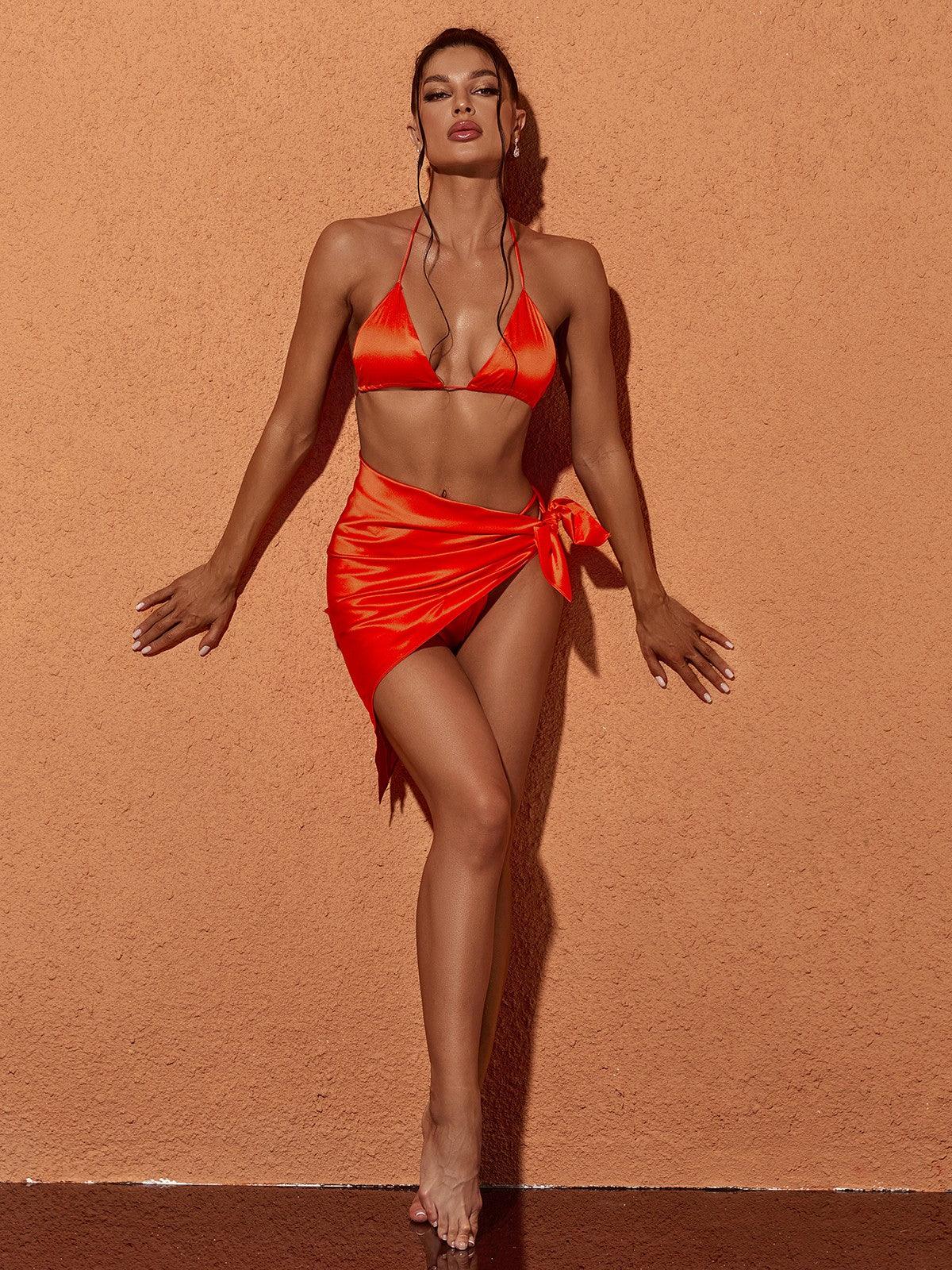 Orelia Saten Üç Parçalı Bikini