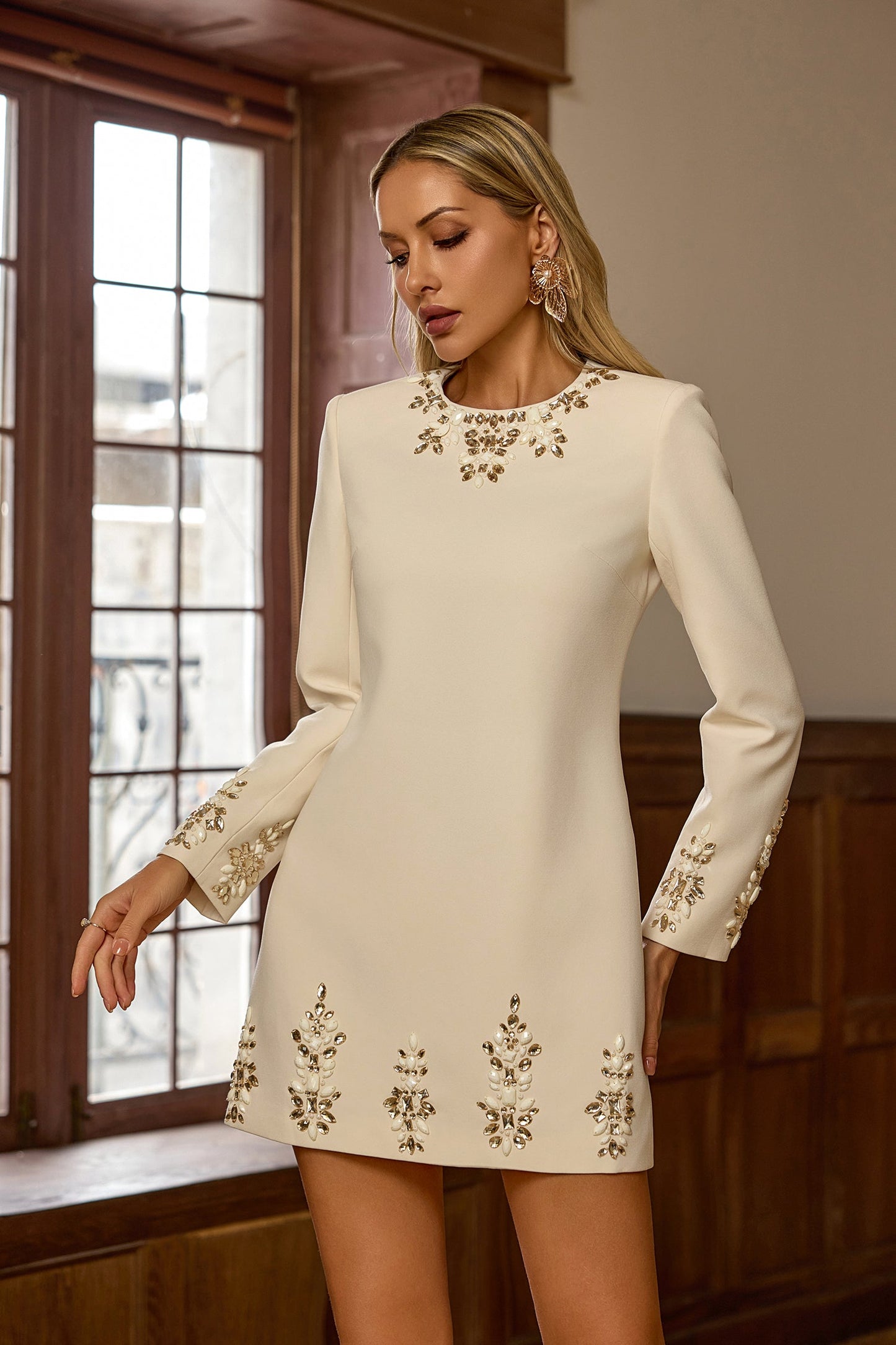 Soft Taş İşlemeli Mini Elbise