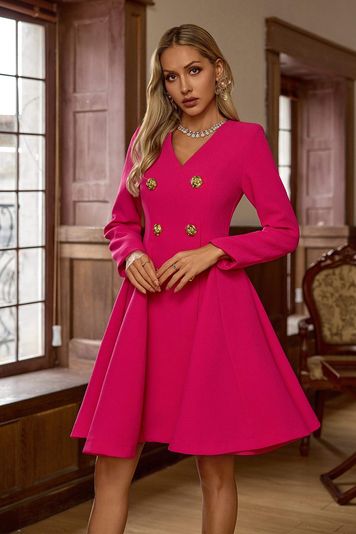 Asolt Pembe Mini Elbise