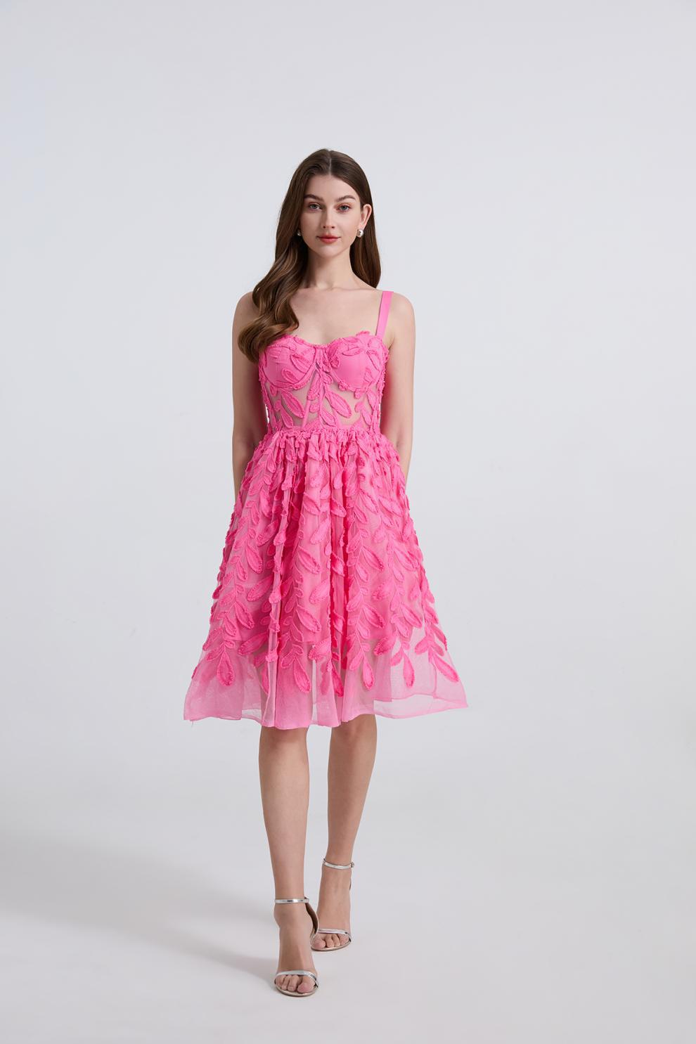 Adeon Pembe Midi Elbise