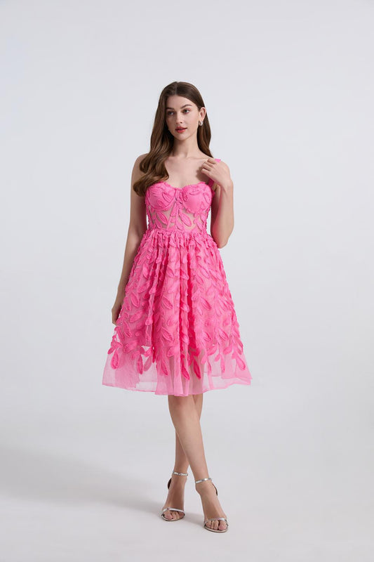 Adeon Pembe Midi Elbise