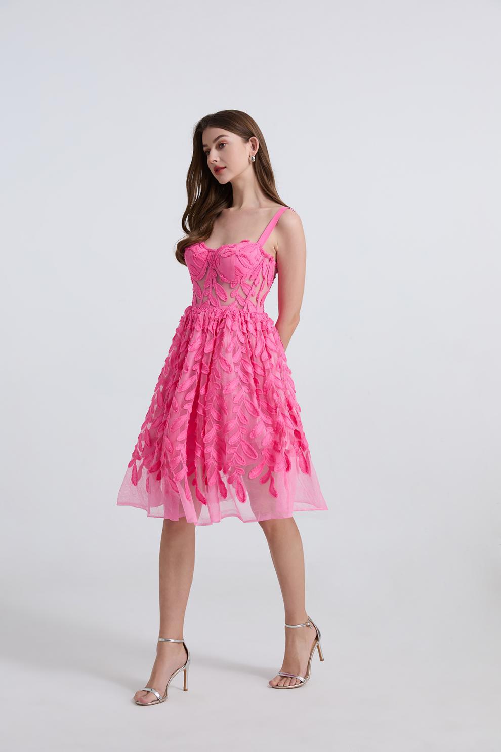 Adeon Pembe Midi Elbise