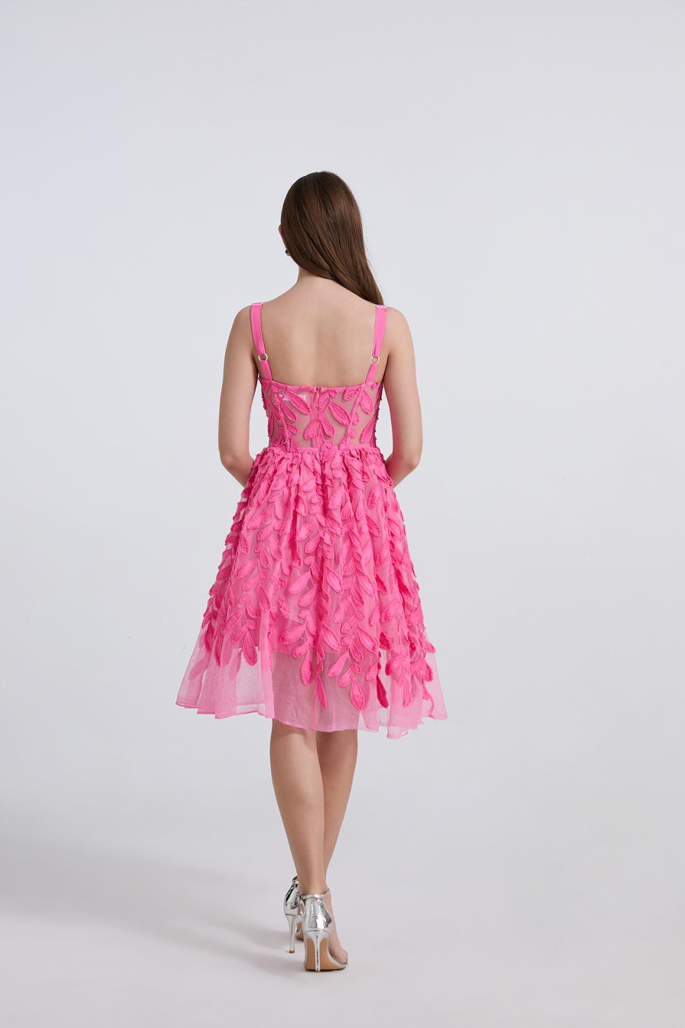 Adeon Pembe Midi Elbise