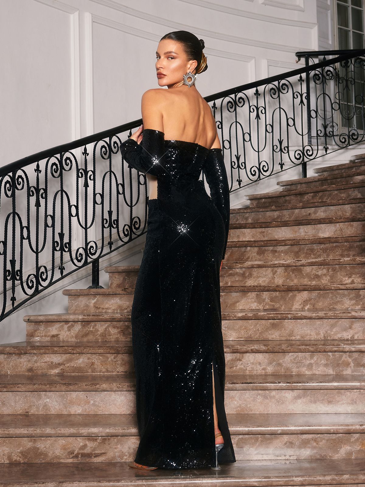 Binnie Payetli Maxi Elbise