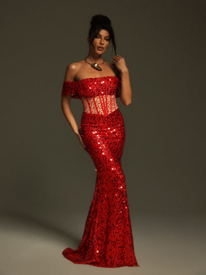 Christena Payetli Korse Maxi Elbise