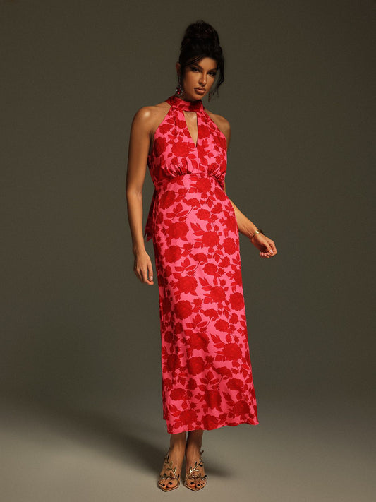 Jacki Halter Yaka Midi Elbise