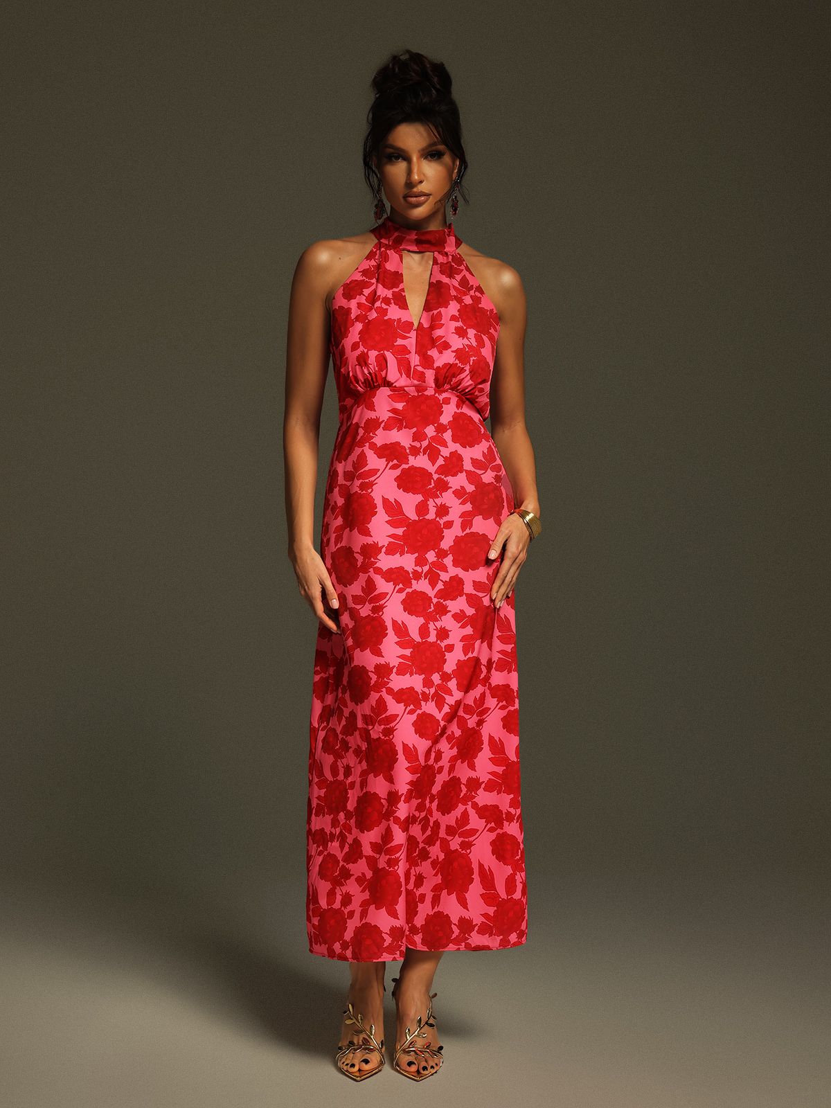 Jacki Halter Yaka Midi Elbise