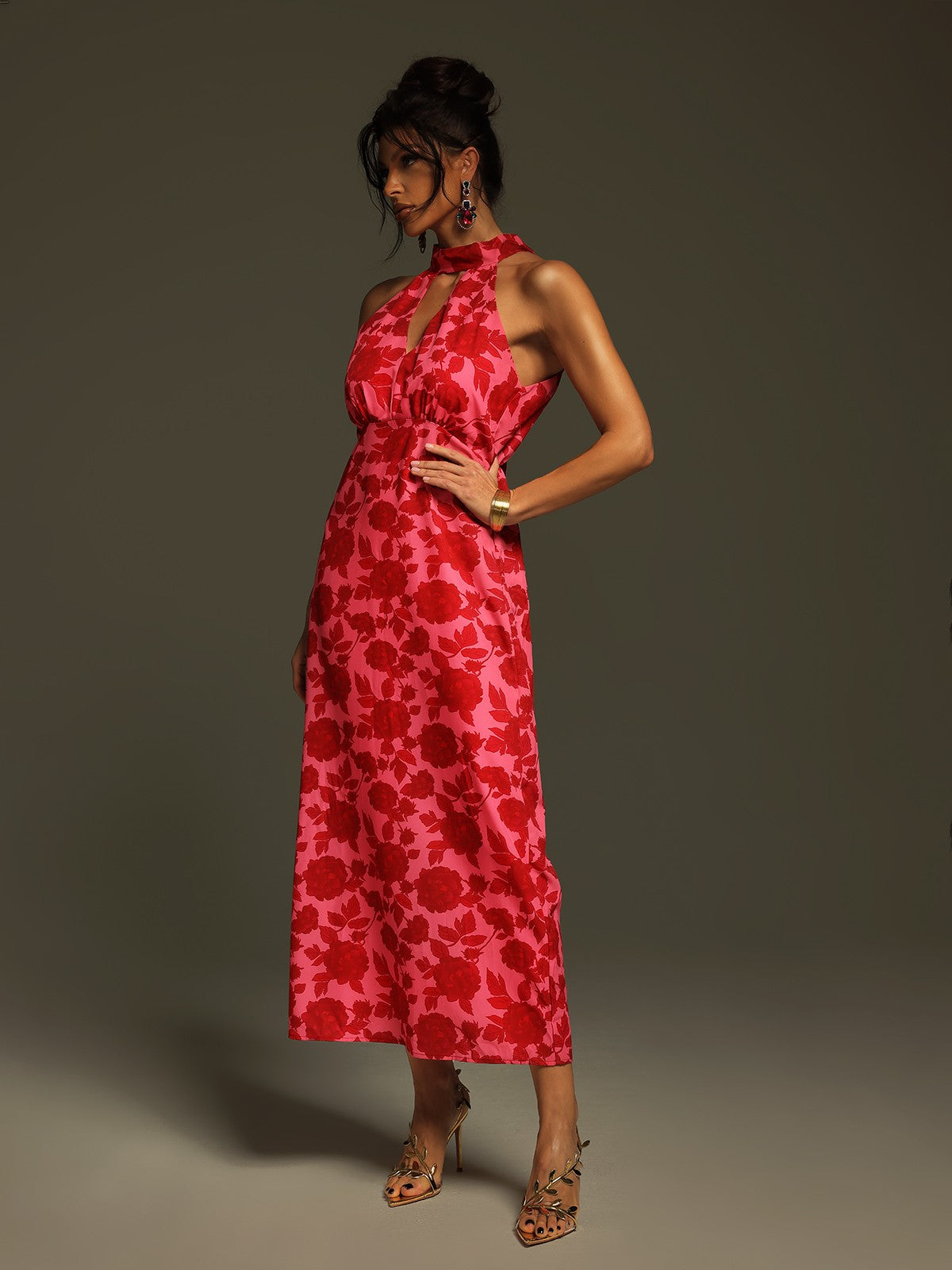 Jacki Halter Yaka Midi Elbise