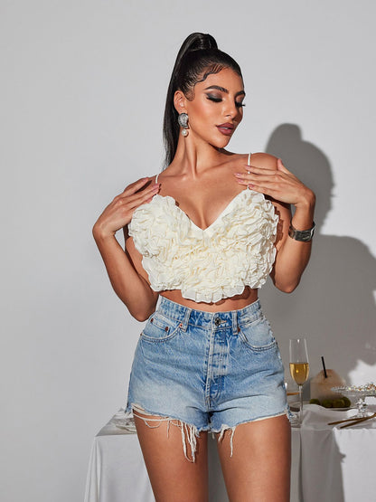 Laurelin Kalp Volanlı Bej Crop