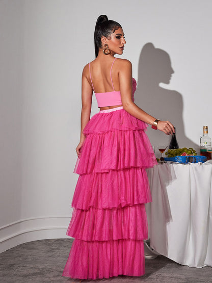 Laurelin Kalp Volanlı Pembe Crop