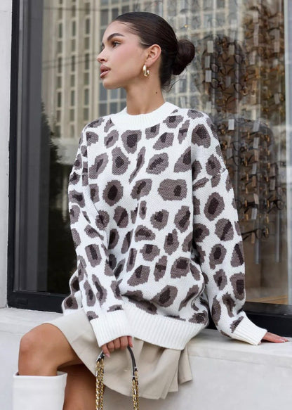 Charm Leopar Desenli Oversize Kazak