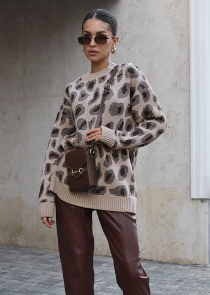 Charm Leopar Desenli Oversize Kazak