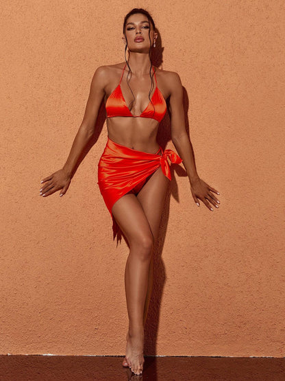 Orelia Saten Üç Parçalı Bikini