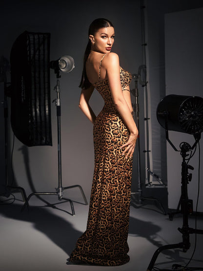 Peyton Leopar Maxi Elbise