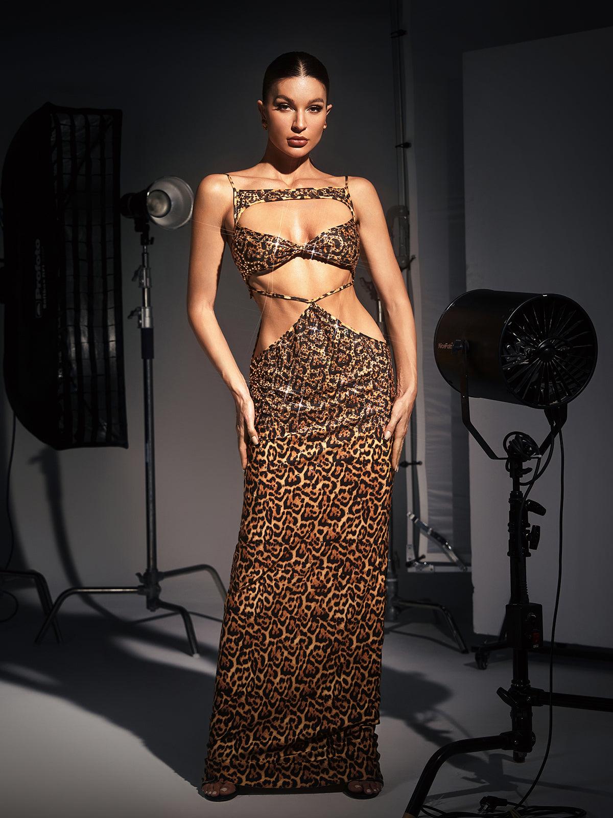 Peyton Leopar Maxi Elbise