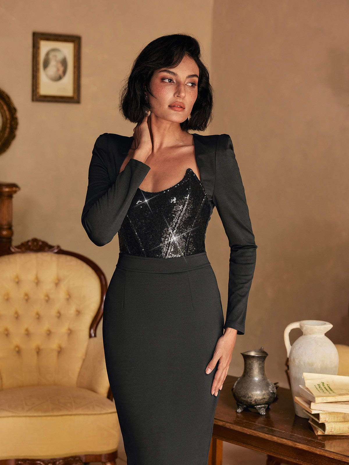 Sweetie Payetli Midi Elbise