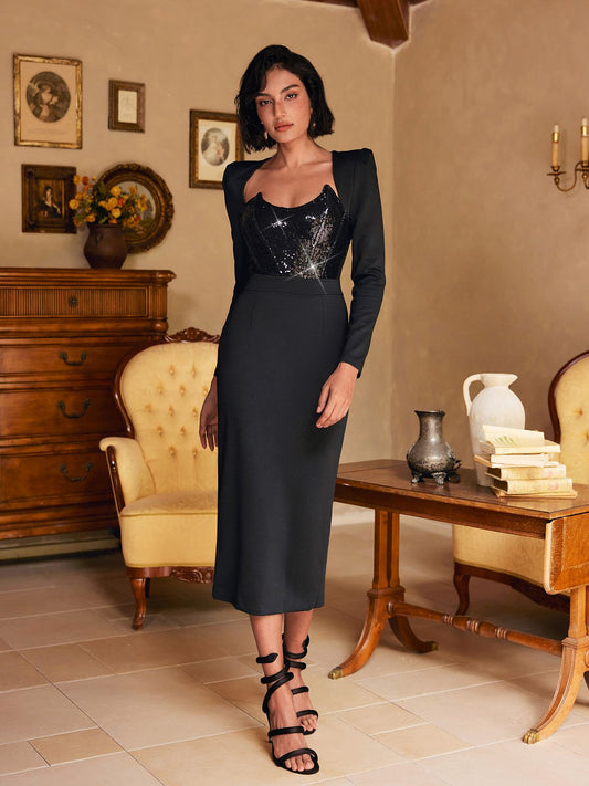 Sweetie Payetli Midi Elbise