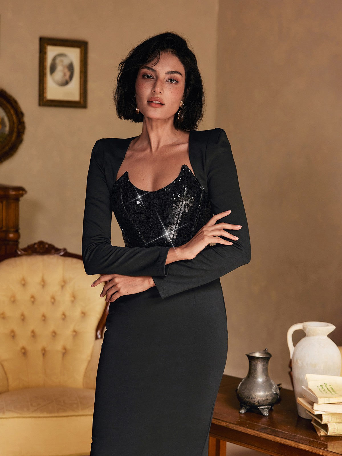 Sweetie Payetli Midi Elbise