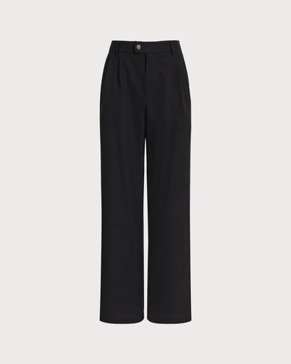 The Solid Pleated High-waisted Pants